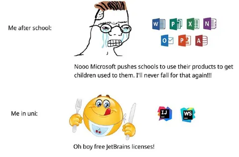 Microsoft at School, JetBrains at University