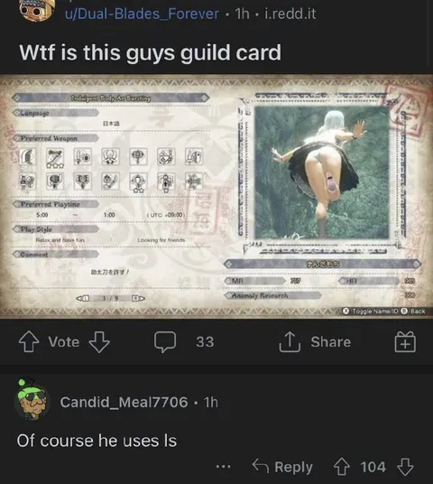 Guild Card Uses Long Sword