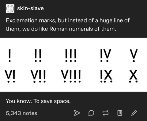 Roman Numeral Exclamation Marks
