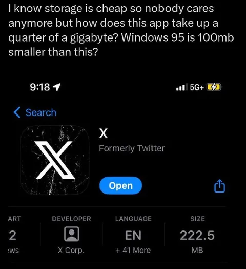 Why Does X Take 222 MB?