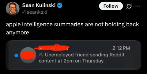 Apple Intelligence Roasts Unemployed Friend