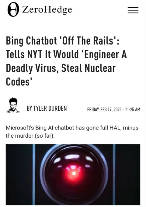 Bing Chatbot Goes Full HAL