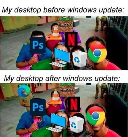 Desktop Before and After Update