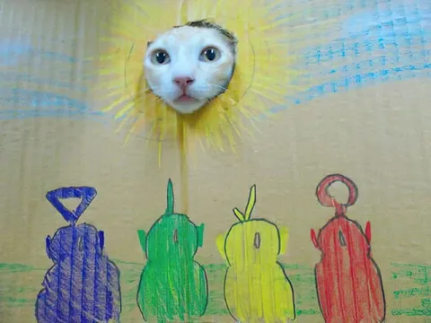 Кот-солнце и странные человечки