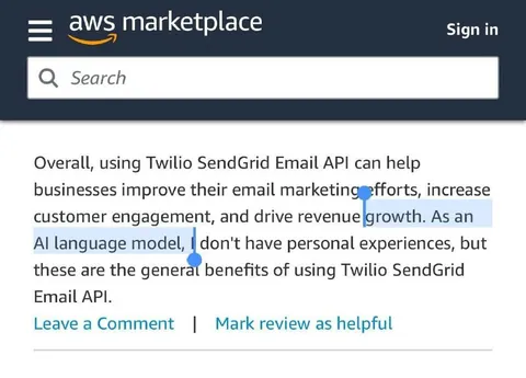 AI Writes a Marketplace Review