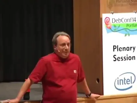 Linus Torvalds Shrugging at DebConf