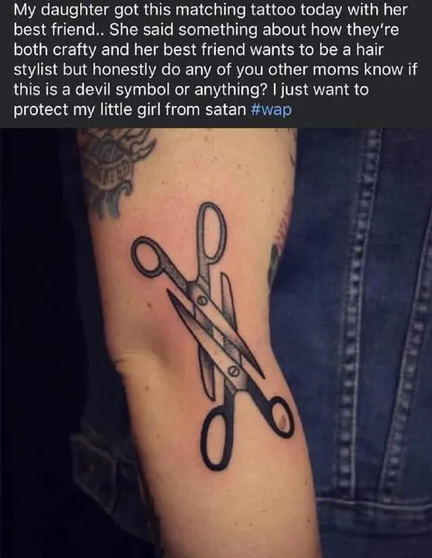 Matching Scissors Tattoo Satan Symbol