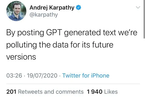 GPT Pollutes Its Own Training Data