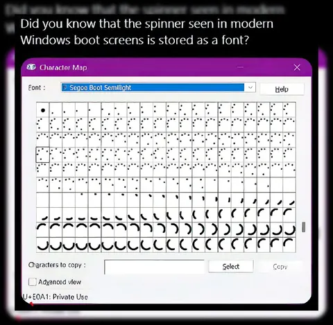 Windows Spinner Stored as a Font