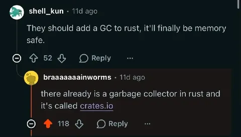 Rust Garbage Collector Joke