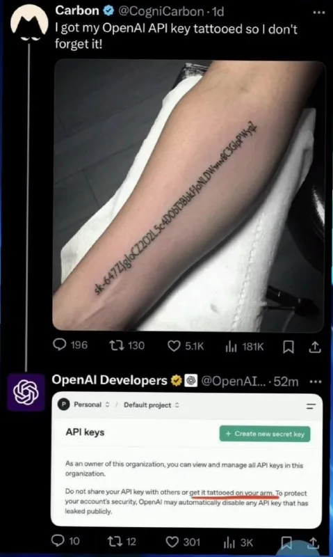 Tattooed OpenAI API Key