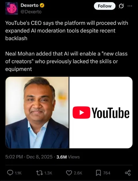 YouTube AI Creator Backlash