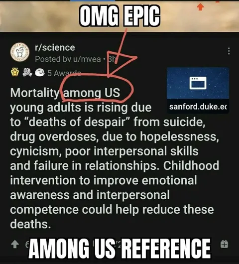 Among Us Reference in Science Post