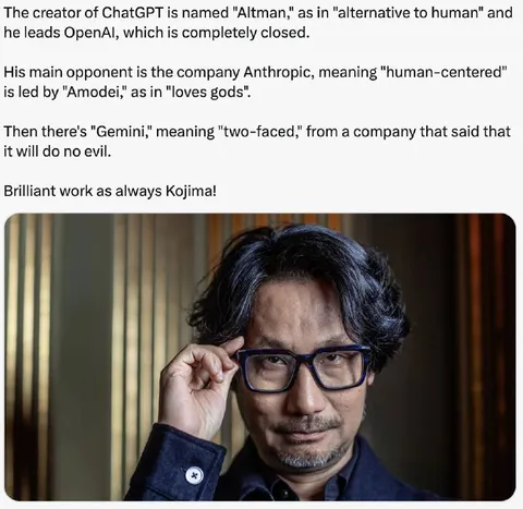 Kojima Names AI Companies