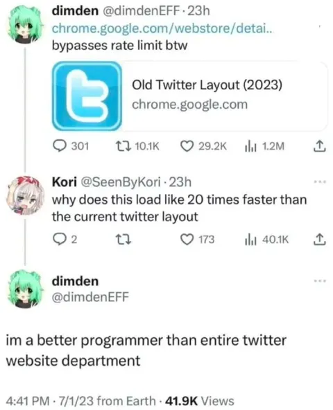 Old Twitter Layout Loads Faster