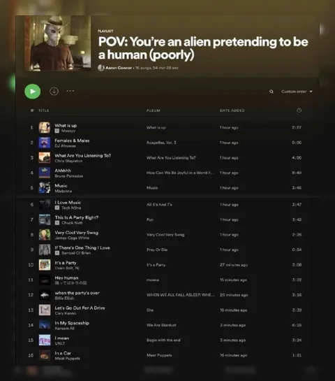 Alien Pretending to Be Human Playlist