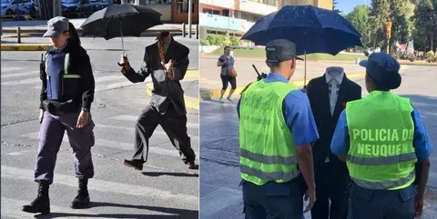 Policía escolta a un hombre invisible