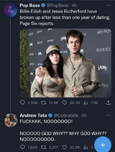 Andrew Tate Reacts to Breakup