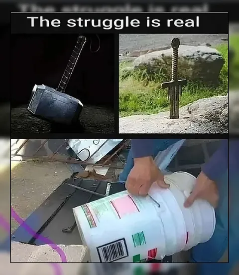 The Struggle Is Real Hammer Sword Bucket
