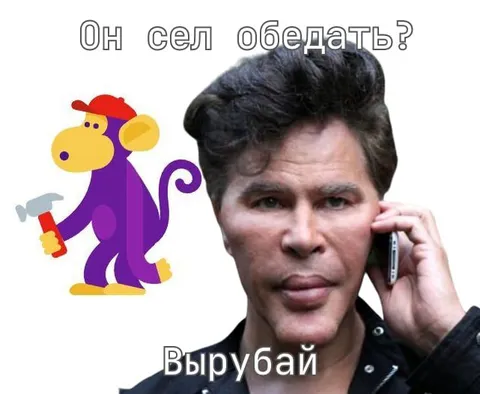 Он сел обедать? Вырубай