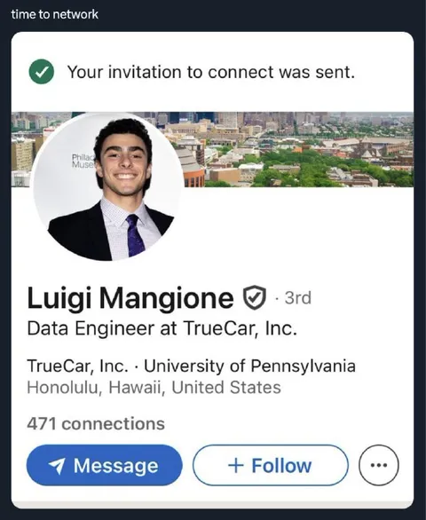 Luigi Mangione Networking Invitation