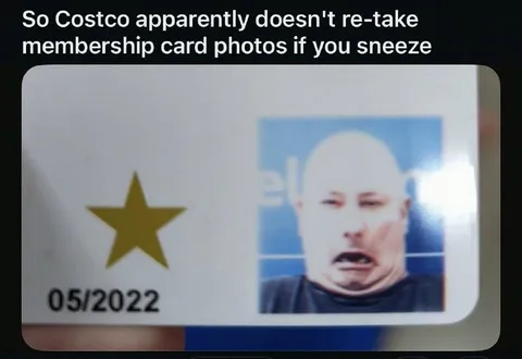 Costco Sneeze Membership Photo