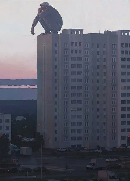 Гигант на крыше дома