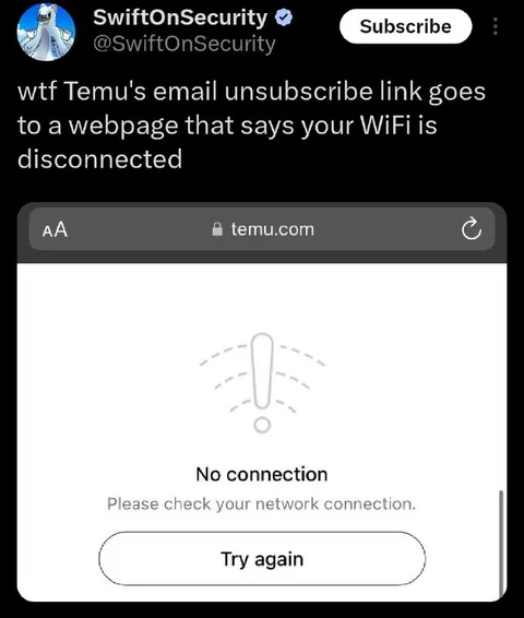 Temu Unsubscribe WiFi Disconnect