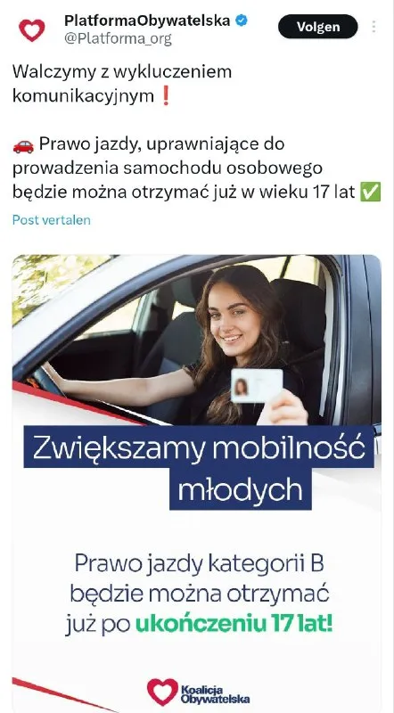 Prawo jazdy dla siedemnastolatków
