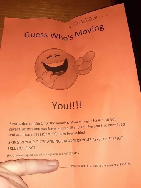 Guess Who’s Moving Eviction Notice