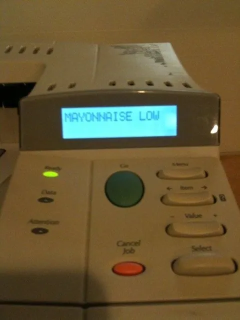 Mayonnaise Low Printer Alert