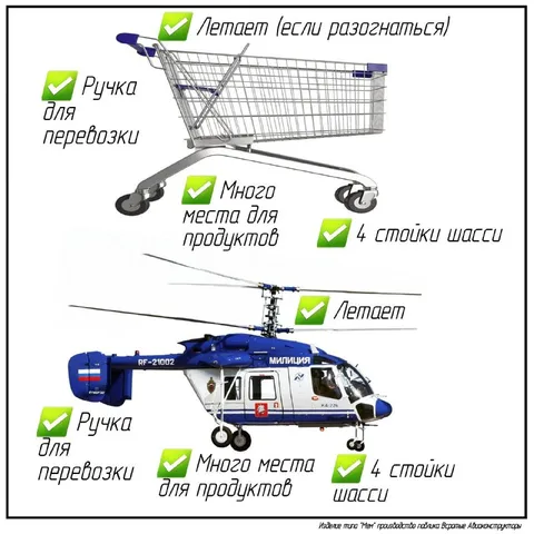 Тележка против вертолёта