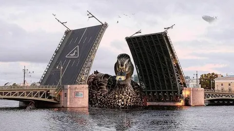 Гигантская утка на мосту