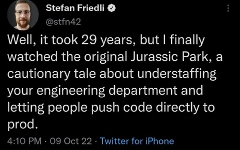 Jurassic Park Engineering Warning