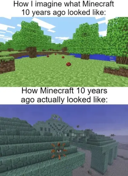 Minecraft Then vs Reality