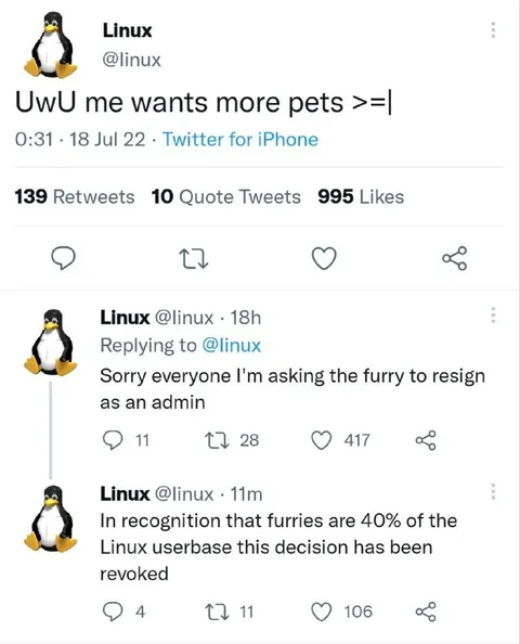 Linux asks the furry to resign