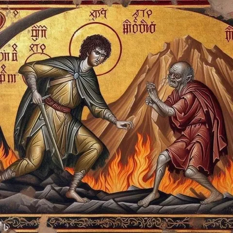 Святой спорит с гоблином в аду