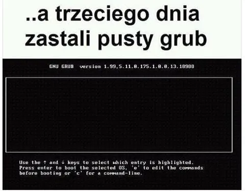Trzeciego dnia pusty GRUB