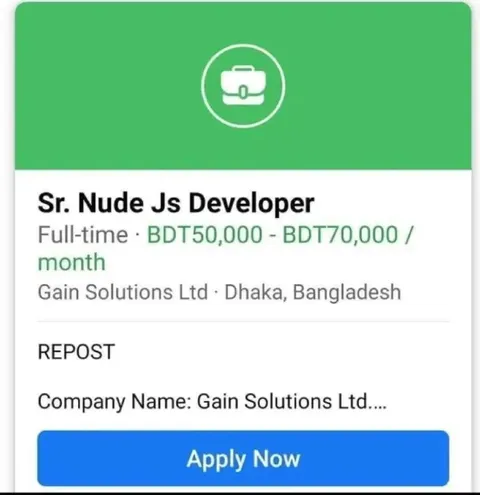 Sr. Nude Js Developer Job Listing