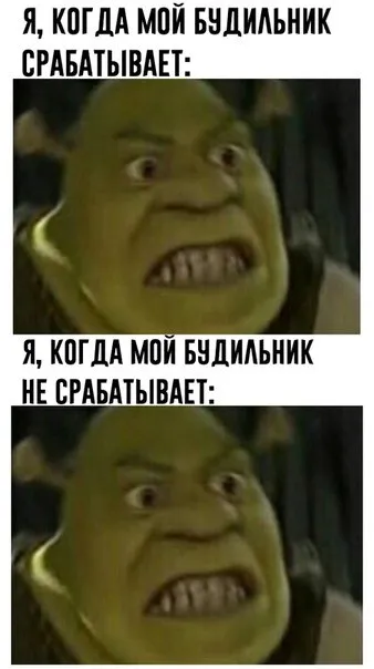 Шрек и сломавшийся будильник