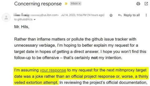 Thinly Veiled Extortion Attempt