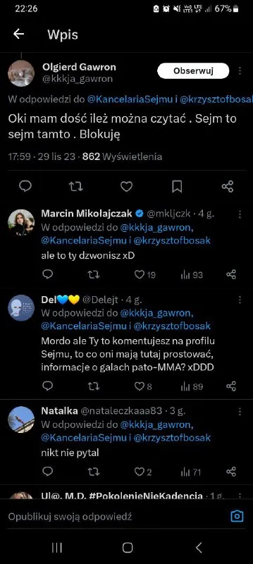Sejm to sejm, blokuję