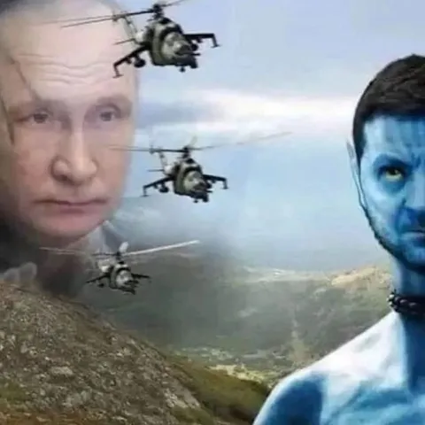 Путин и синий человек в горах