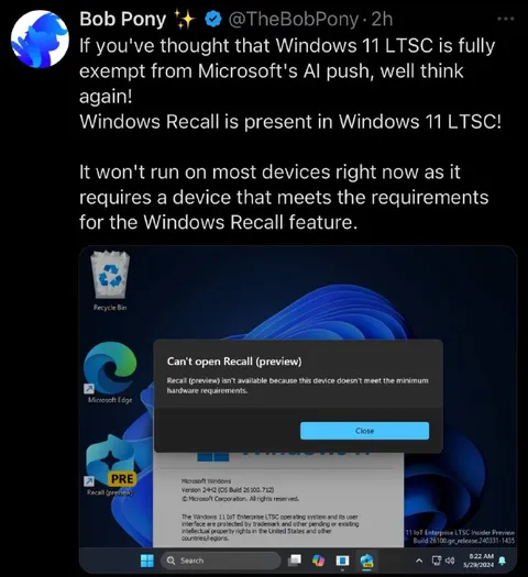 Windows Recall Won't Open