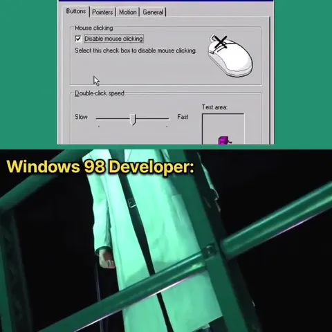 Windows 98 Developer Disables Mouse Clicking