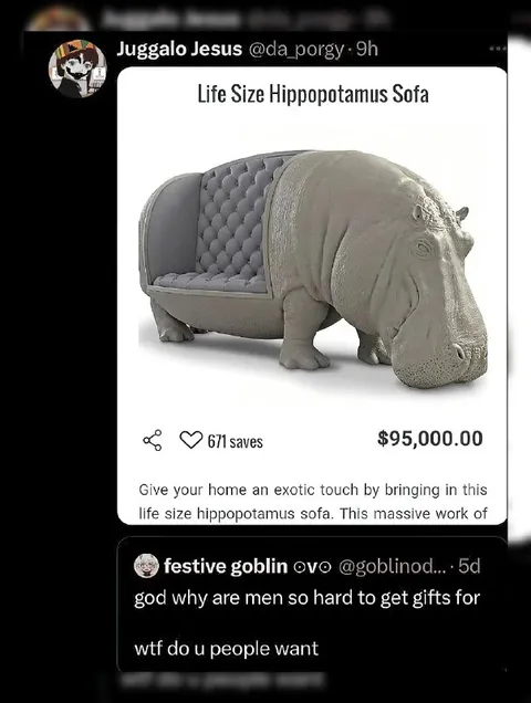 Life Size Hippopotamus Sofa