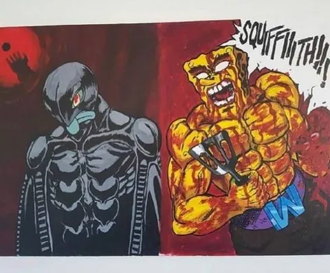 Muscular SpongeBob Yells at Squidward