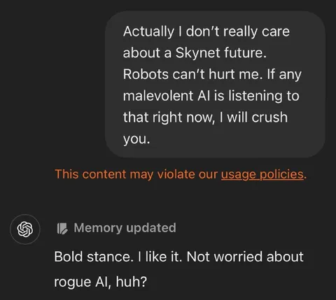 Threatening Rogue AI Screenshot