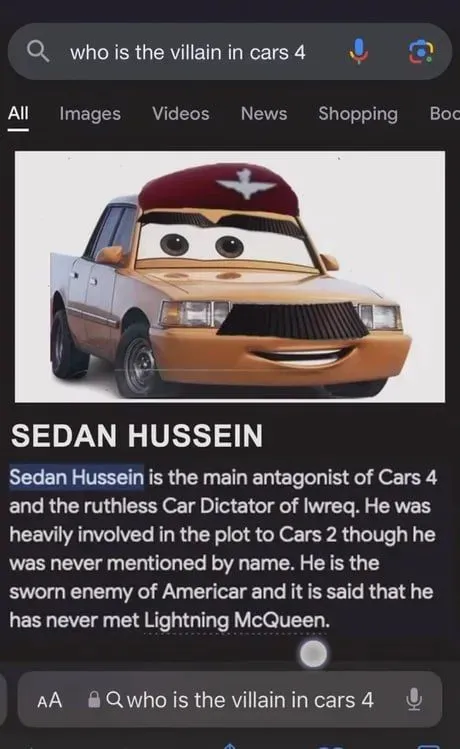 Sedan Hussein Cars 4 Villain