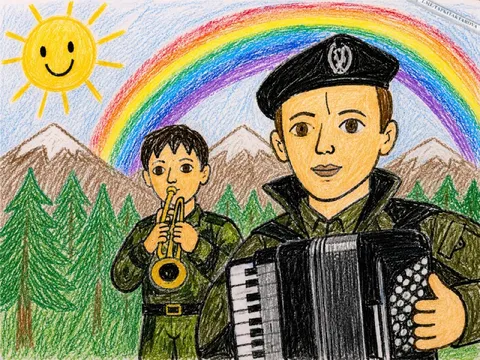 Солдаты играют в лесу